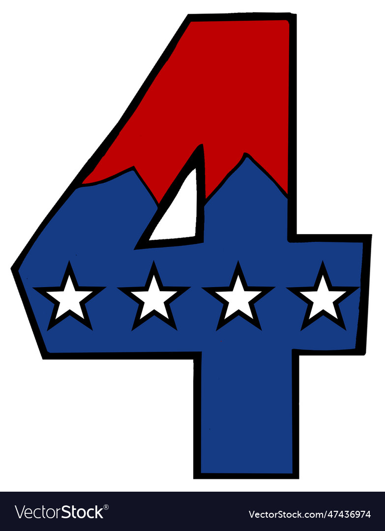 Patriotic number 4 in red white and blue Vector Image