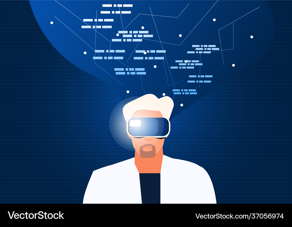 Person using vr headset Royalty Free Vector Image
