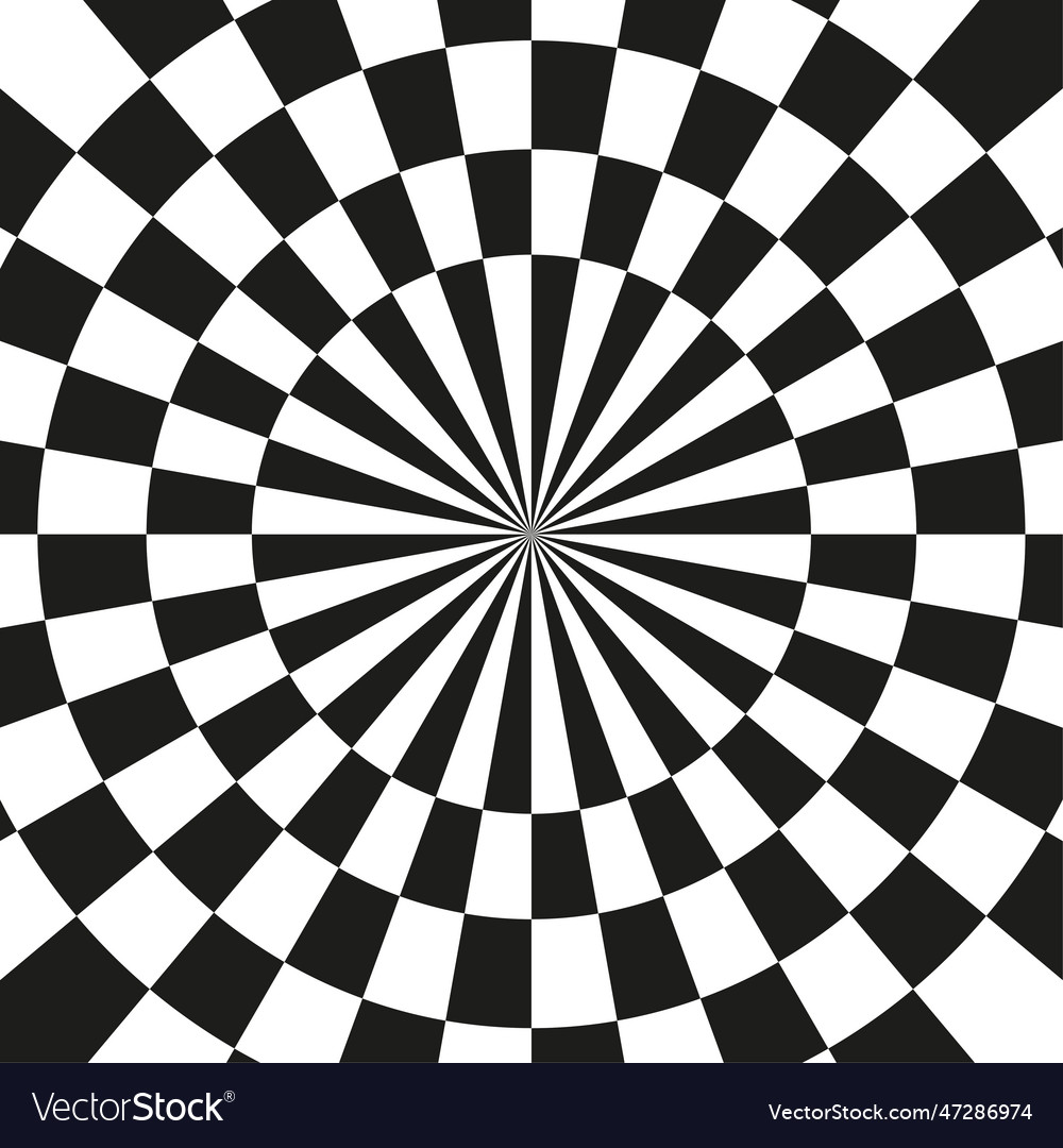 Radiating lines contrasty pattern checkered circle vector image Radiating lines contrasty pattern checkered circle