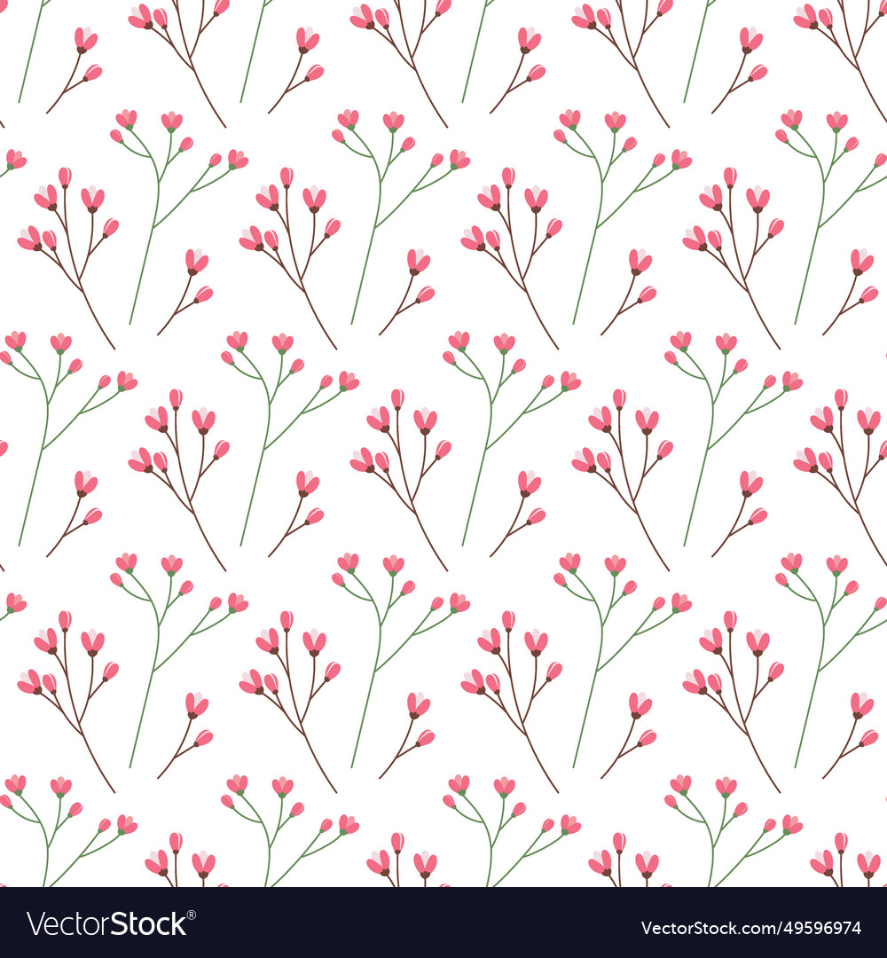 Seamless pattern of flowering twigs design