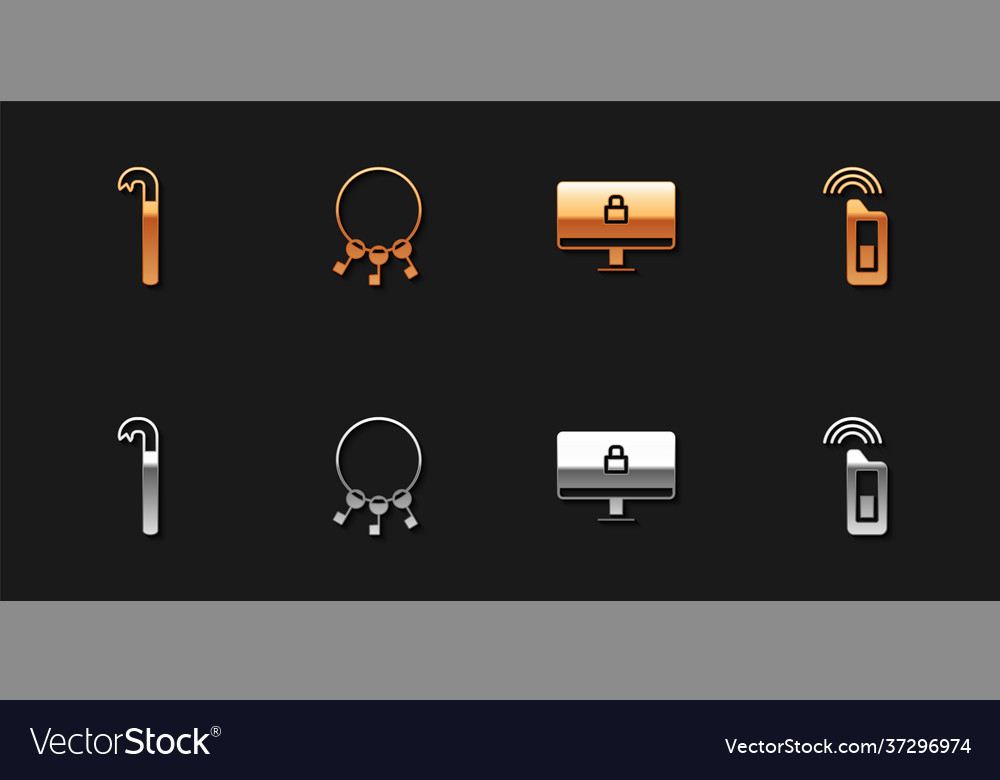 Set crowbar bunch keys lock on computer Vector Image Set crowbar bunch keys lock on computer