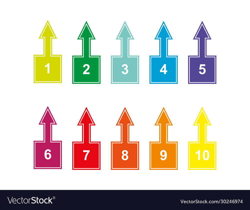 Set numbered squares with arrows up