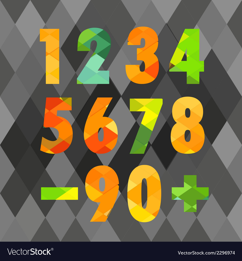 Set numbers with geometric pattern Royalty Free Vector Image