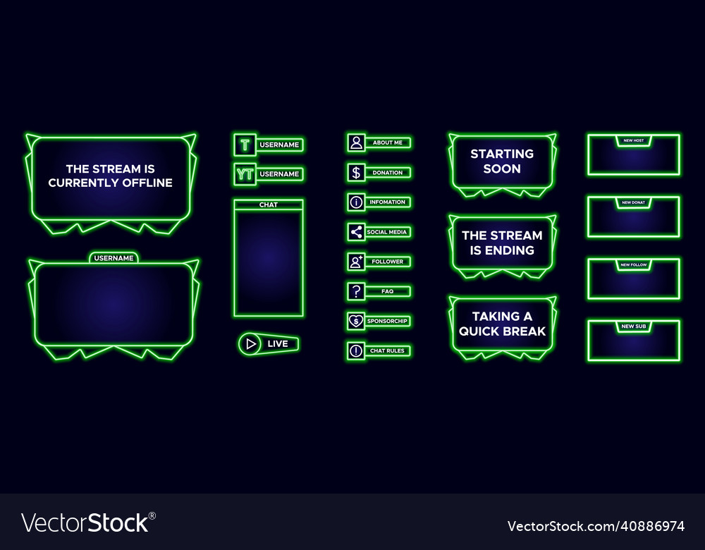 Set of modern design element for overlay game vector image Set of modern design element for overlay game