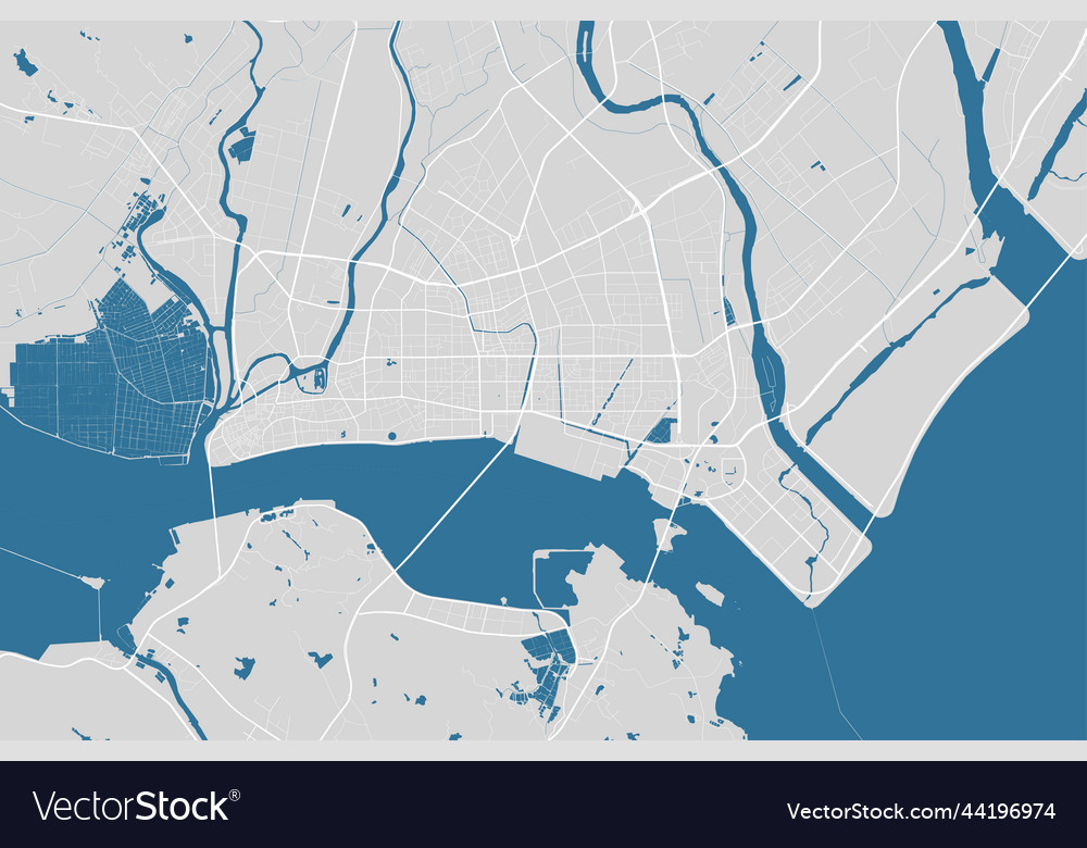 Shantou map detailed of city Royalty Free Vector Image