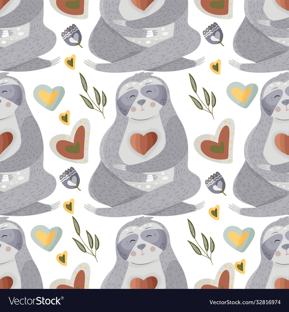 Sloth seamless pattern