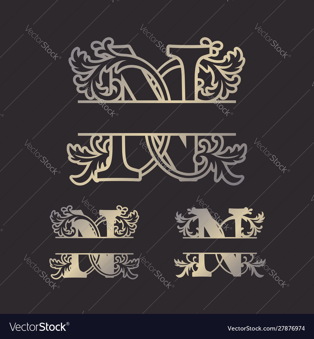 Split letters monogram font alphabet