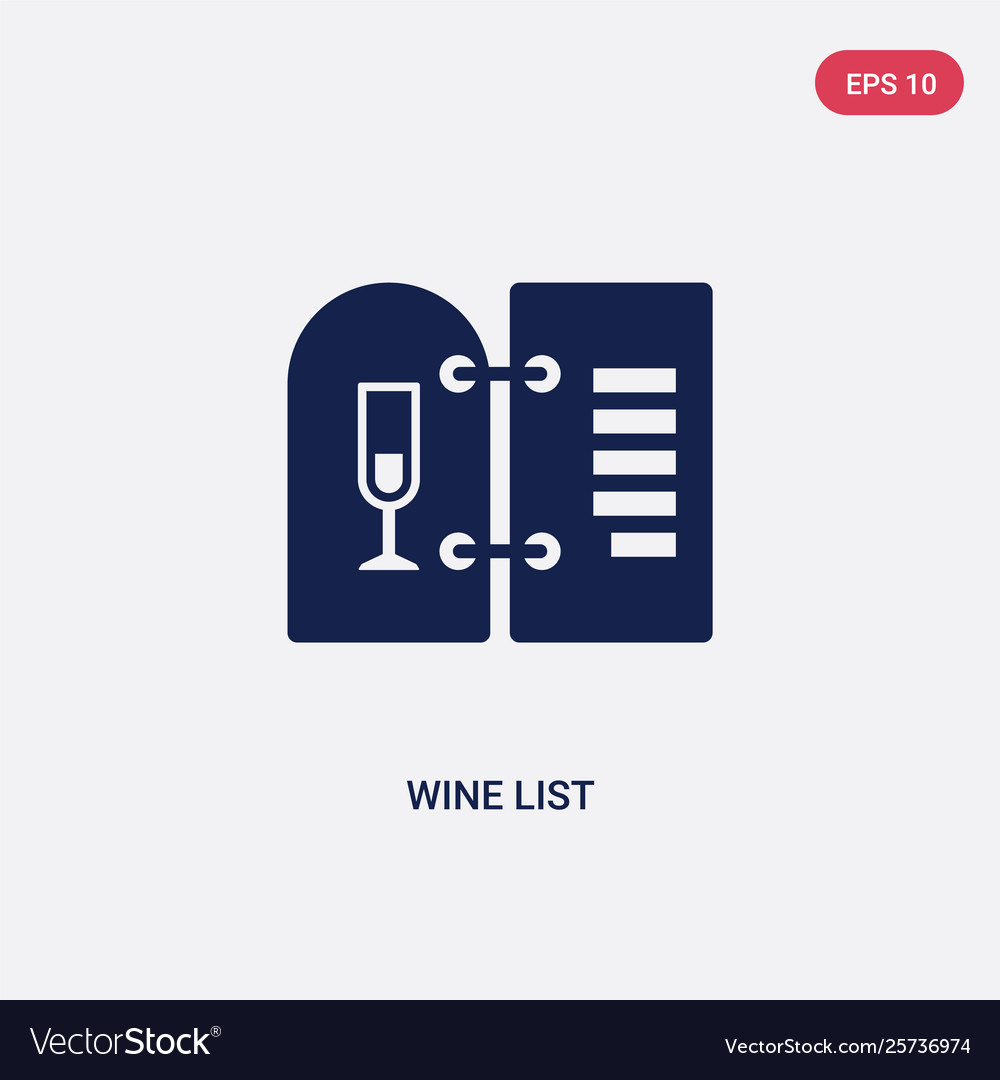 Two color wine list icon from drinks concept