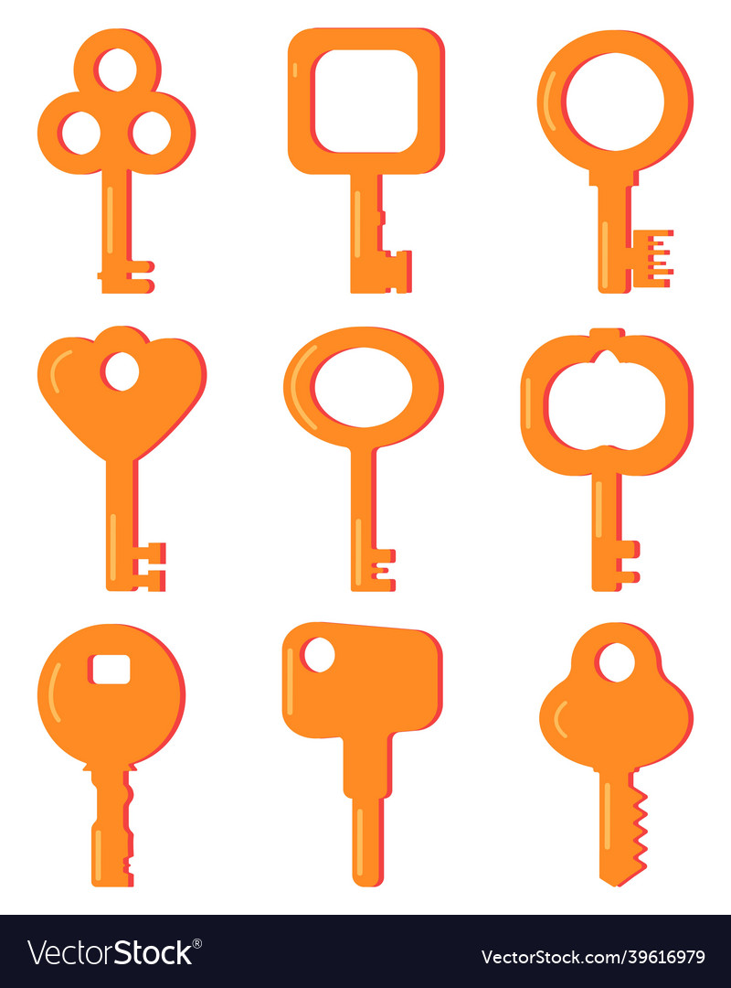 A set of different keys in yellow key