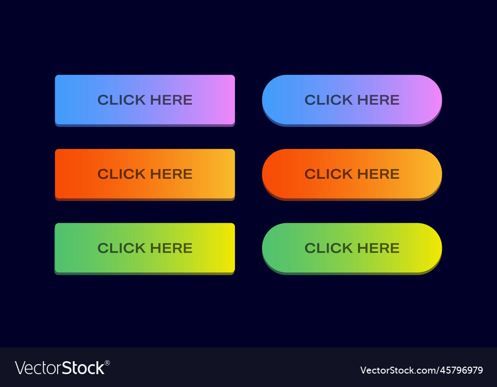 Click here gradient colorful buttons set