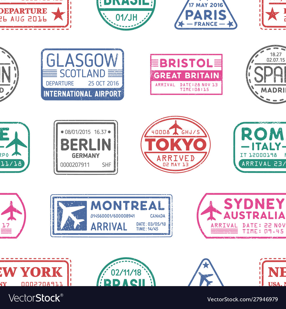 Colorful Visa Stamps Pattern