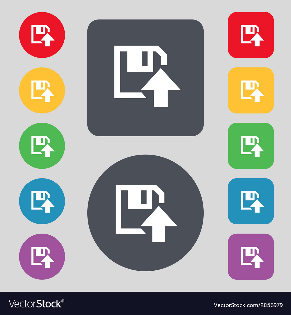 Floppy icon flat modern design set colour buttons