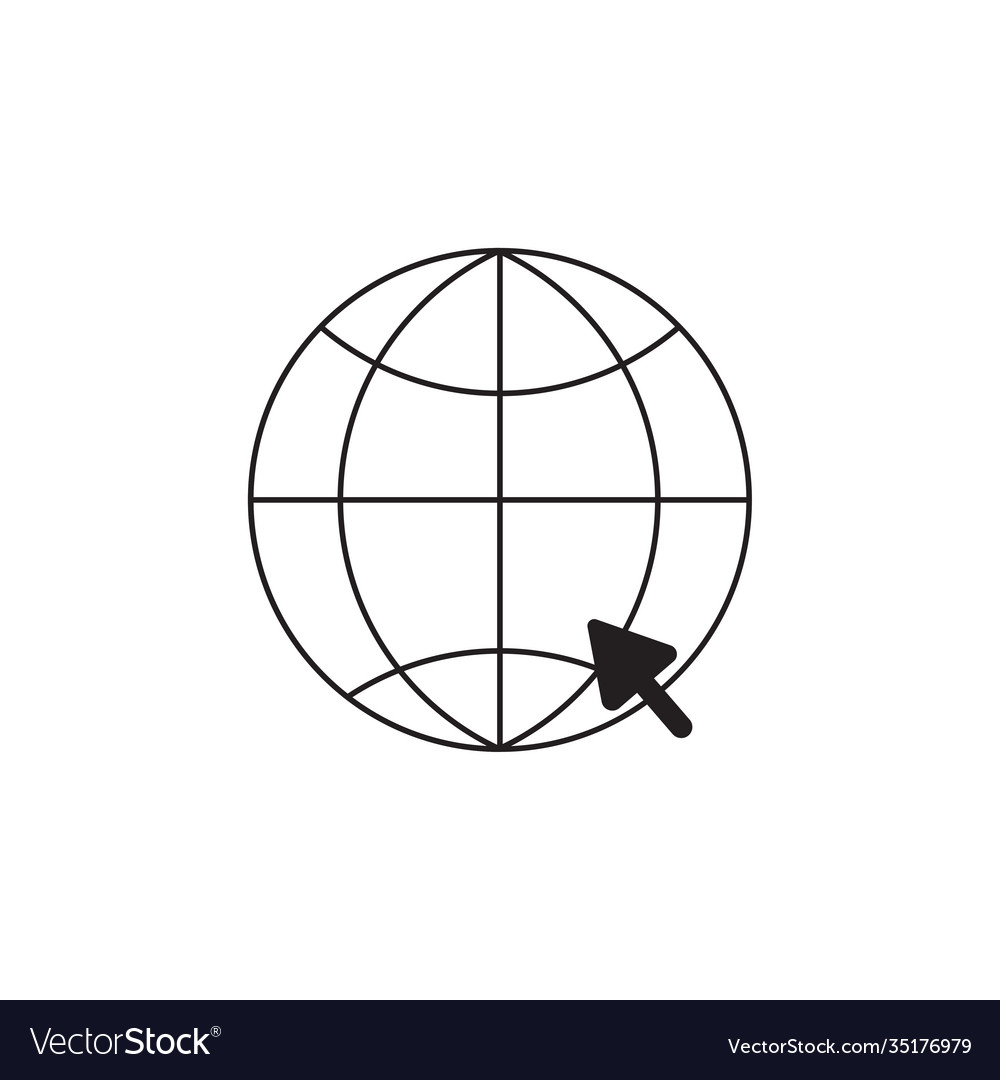 Globe with arrow icon go to web symbol world