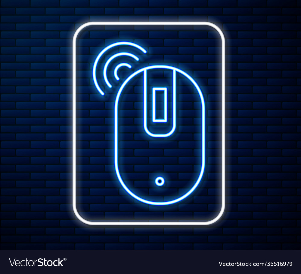 Glowing neon line wireless computer mouse icon Vector Image Glowing neon line wireless computer mouse icon