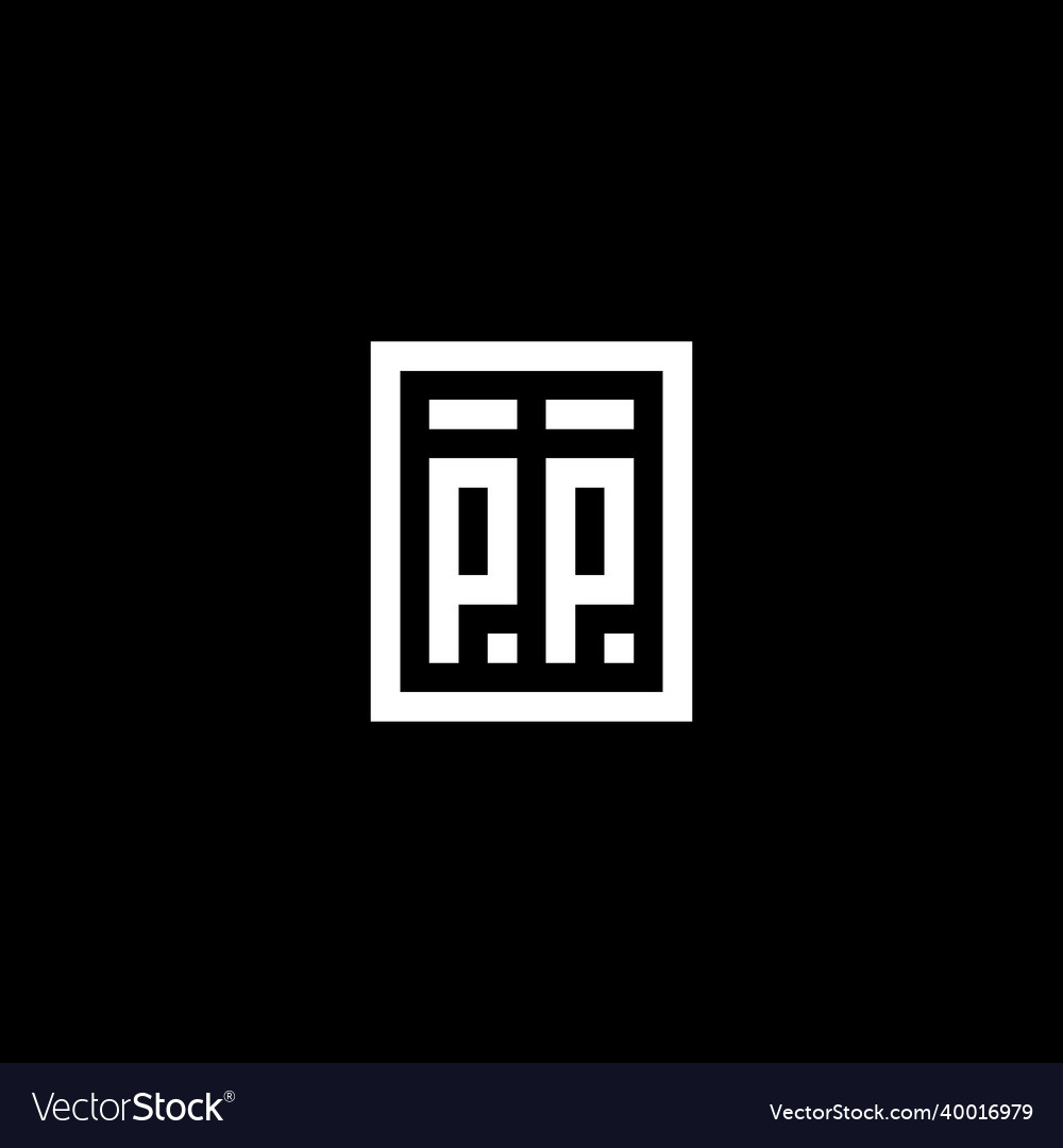 Pp initial logo with square rectangular shape Vector Image Pp initial logo with square rectangular shape