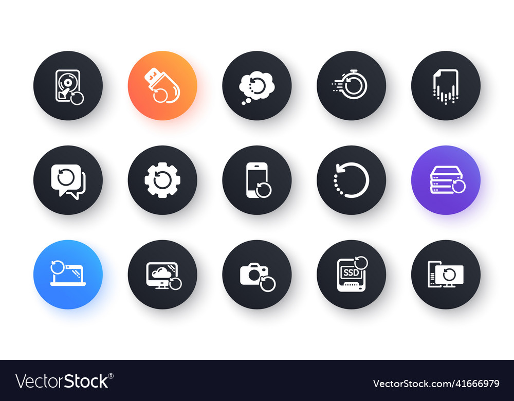 Recovery icons backup restore data and recover