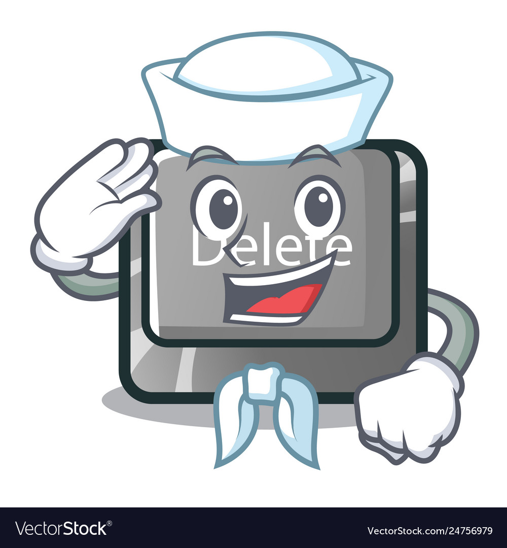 Sailor button delete isolated with character