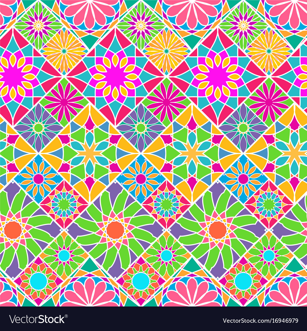 Seamless pattern with decorative colorful tiles