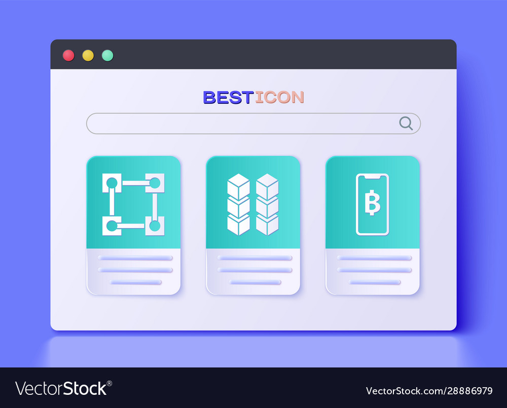 Set blockchain technology vector image Set blockchain technology