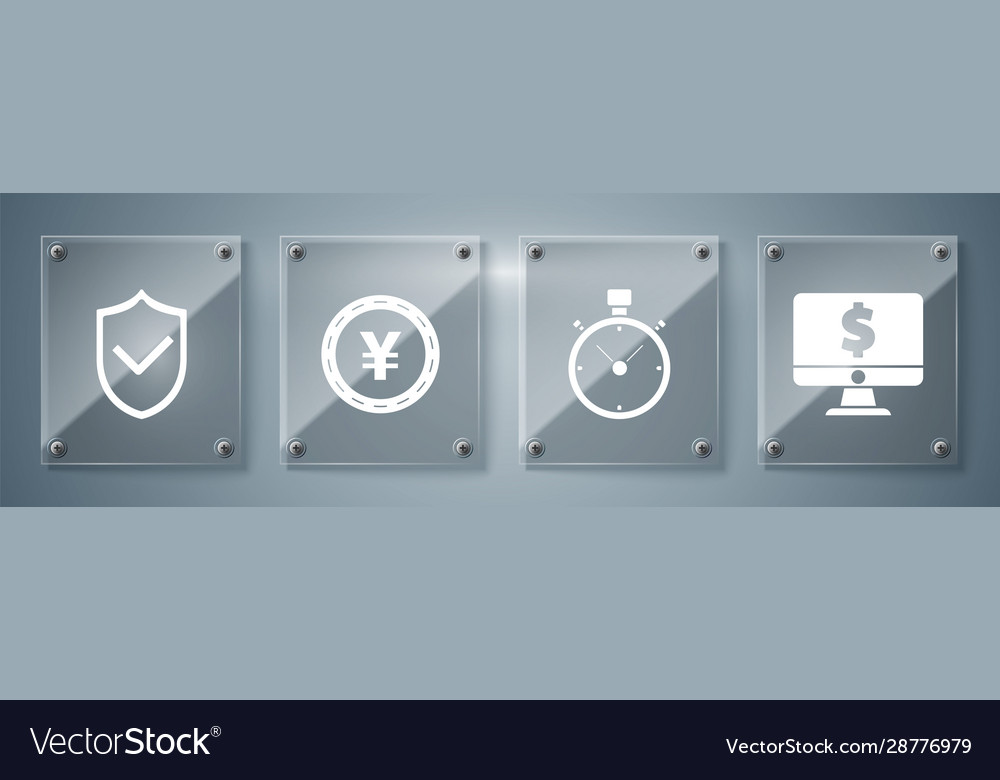 Set computer monitor with dollar symbol stopwatch