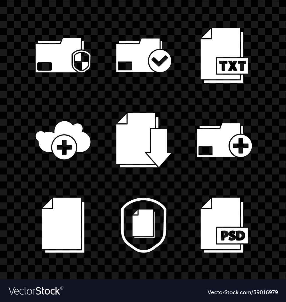 Set document folder protection and check mark vector image Set document folder protection and check mark