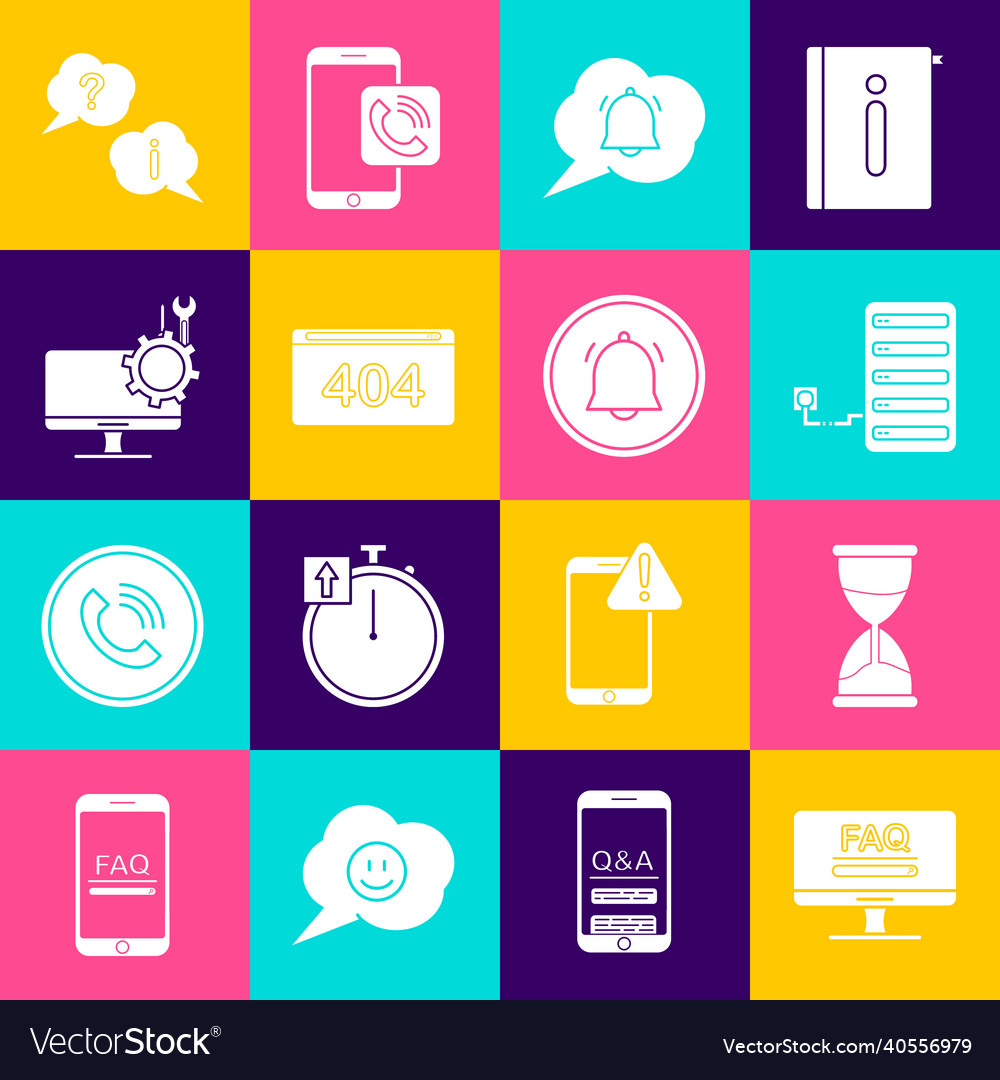 Set monitor with faq information hourglass vector image Set monitor with faq information hourglass