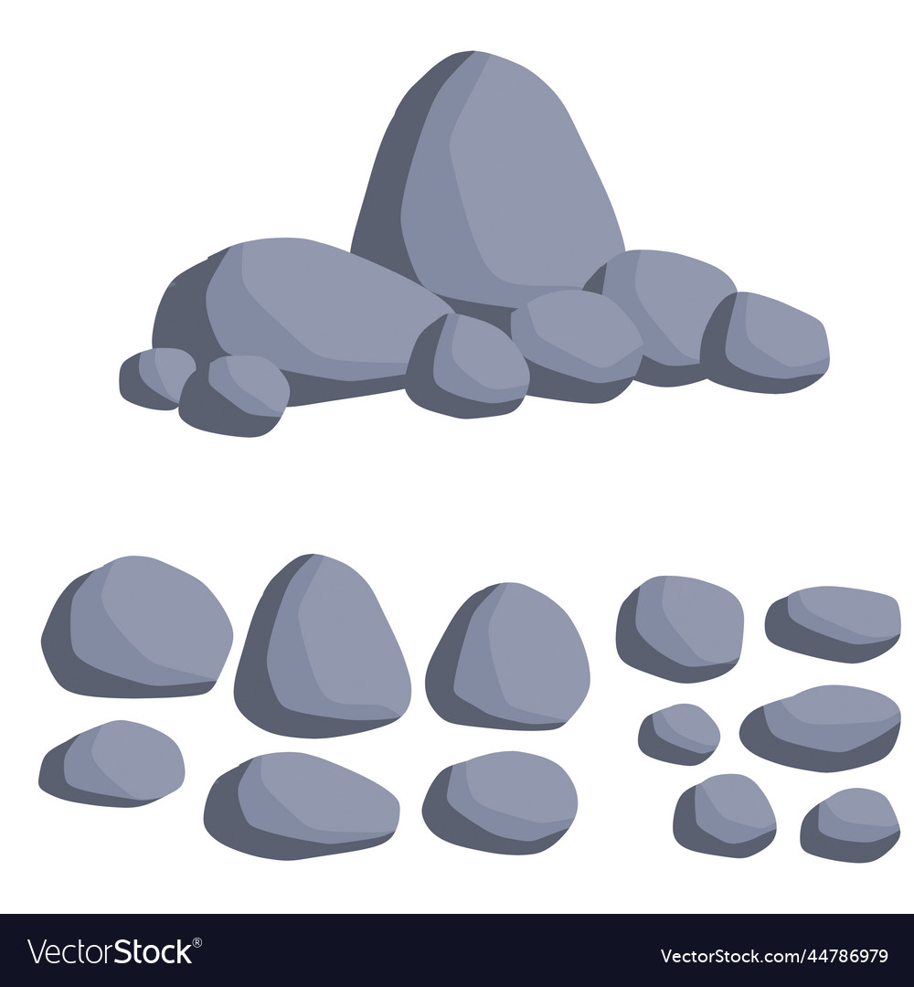 Set of stones pile cobblestones