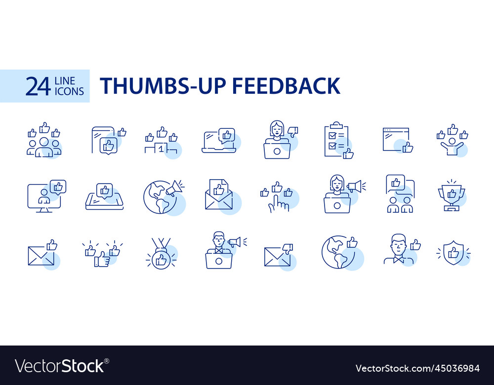 24 positive customer feedback icons thumbs up