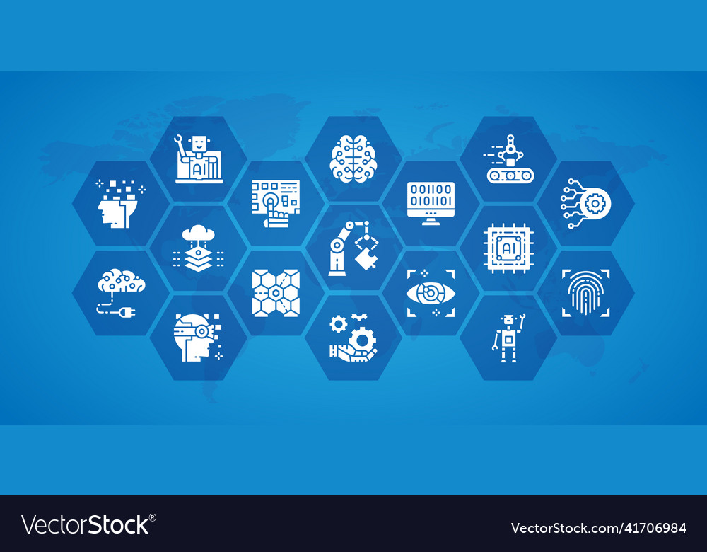 Artificial intelligence horizontal outline vector image Artificial intelligence horizontal outline