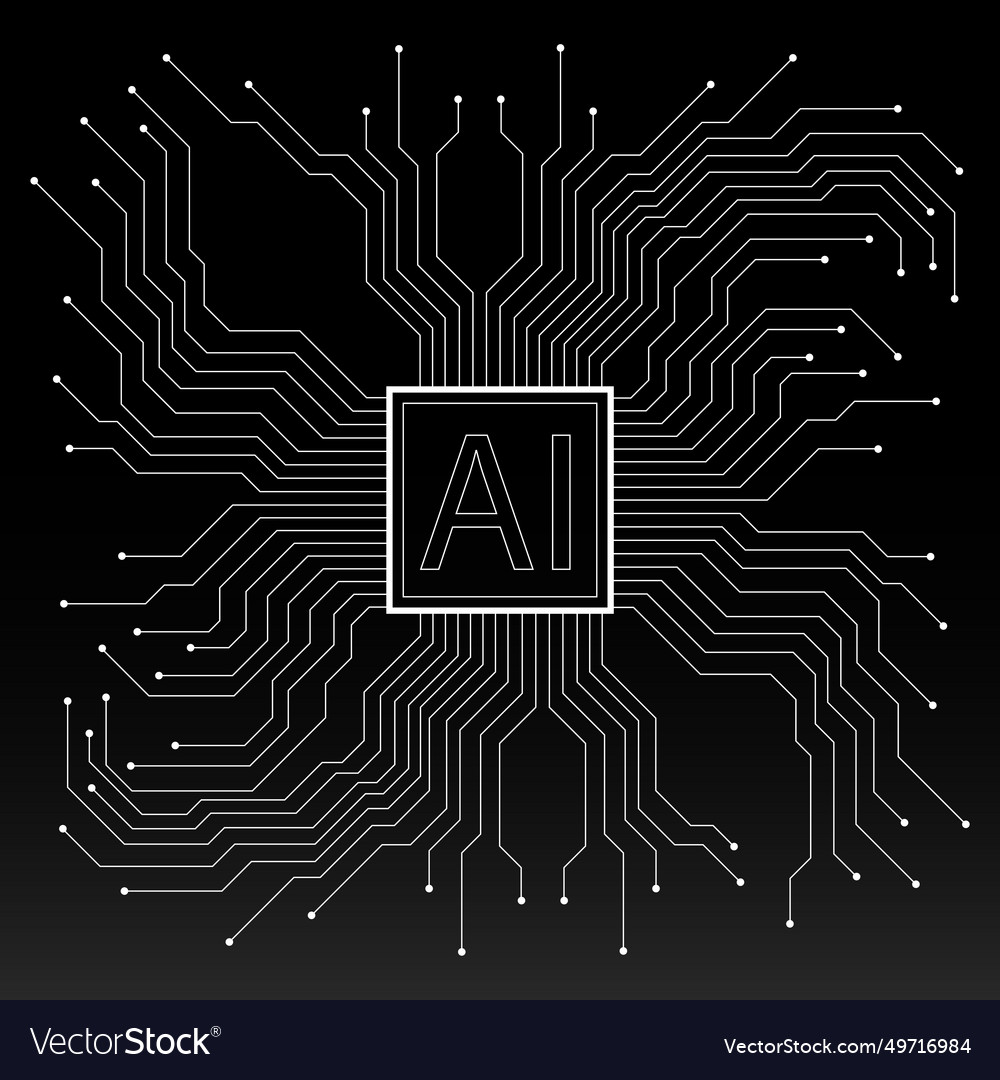 Artificial Intelligence With Circuit Board Vector Image Artificial Intelligence With Circuit Board Vector Image
