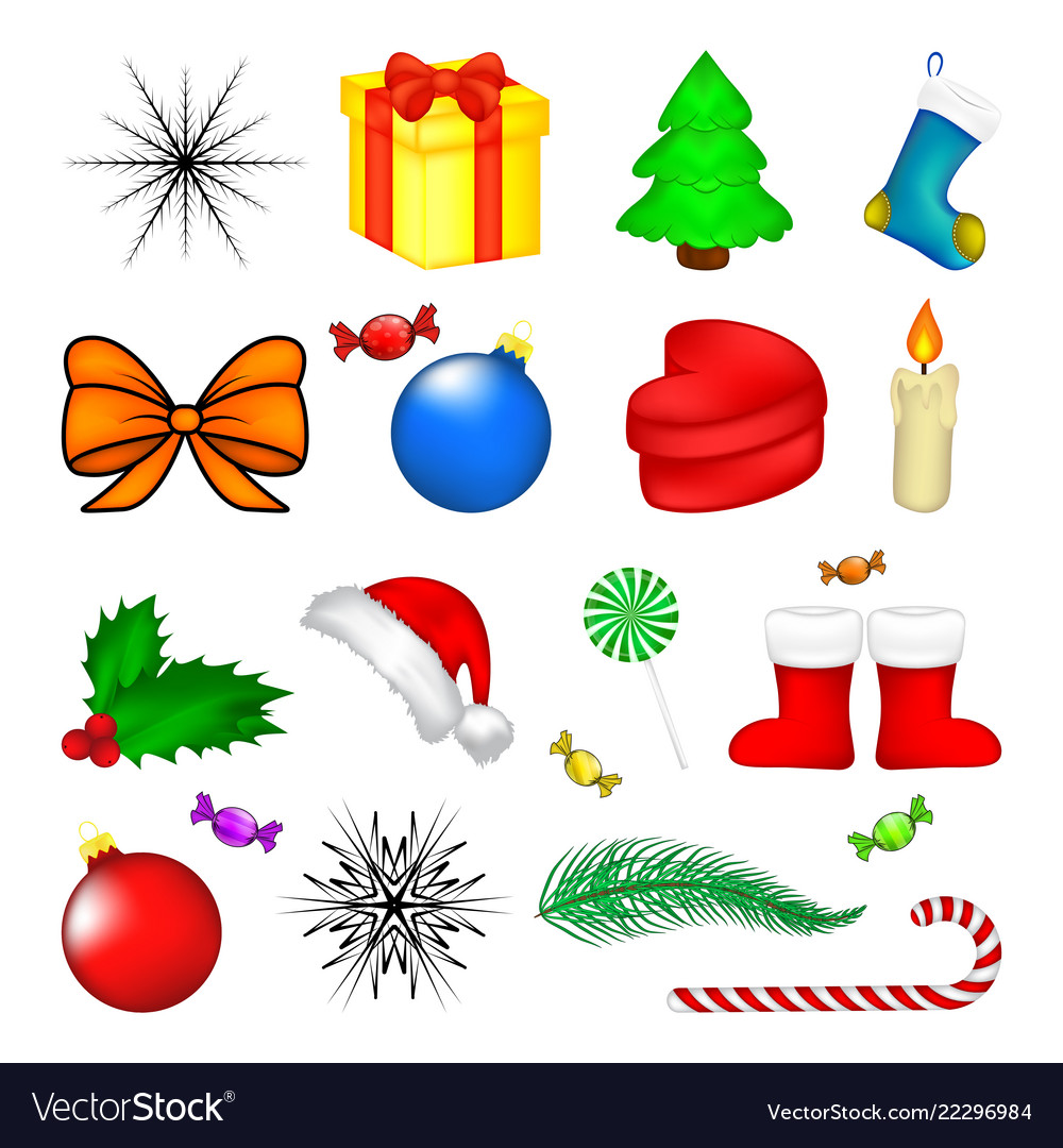 Christmas icon set symbol design winter isolated Vector Image