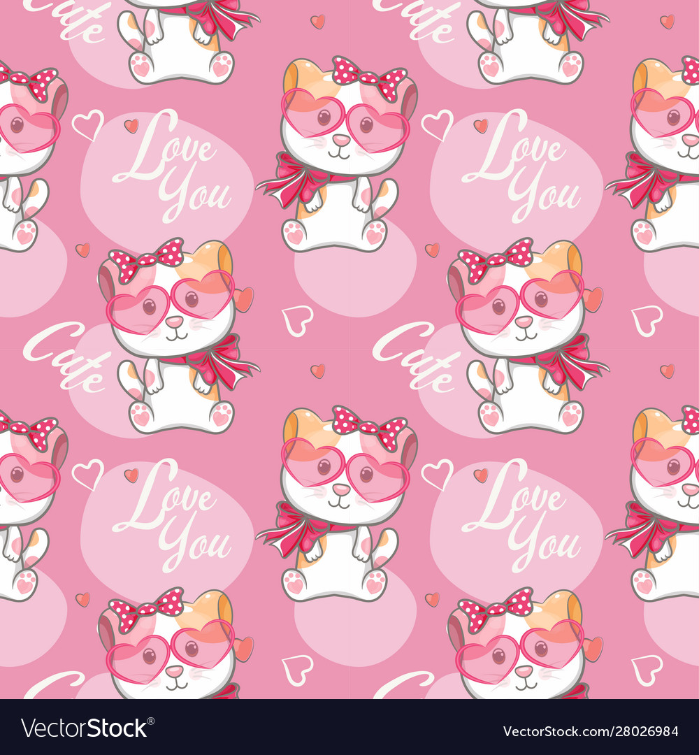 Cute cat with pattern set