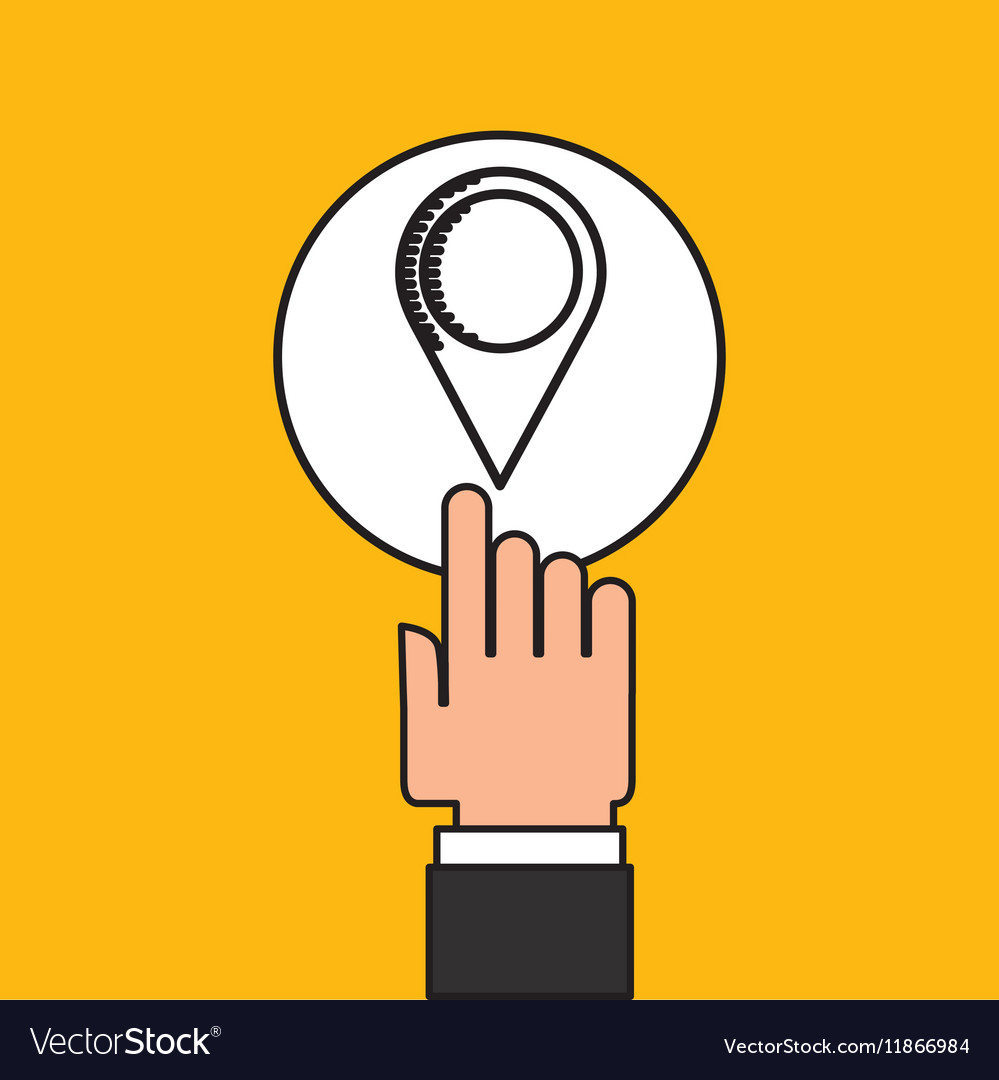 Hand touch laptop web pointer map