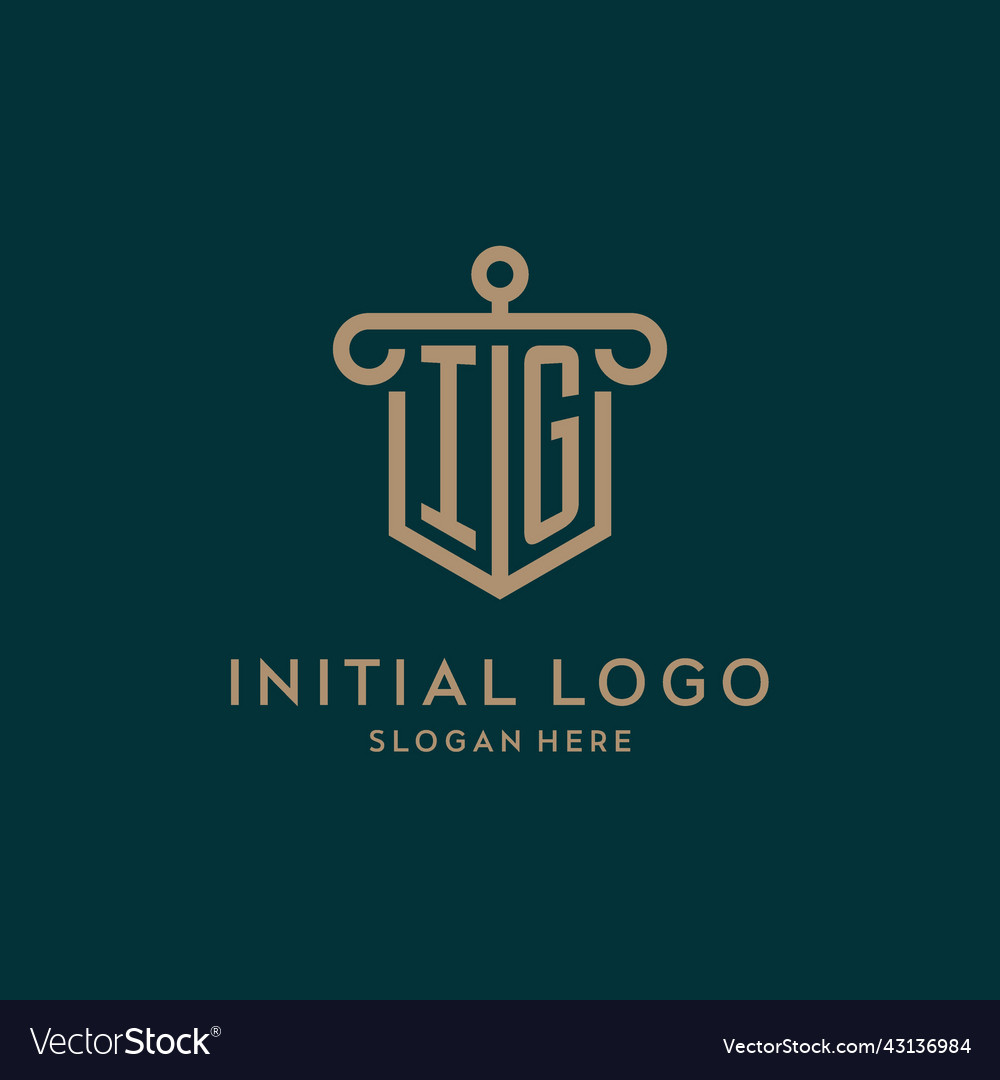 Ig monogram initial logo design with shield