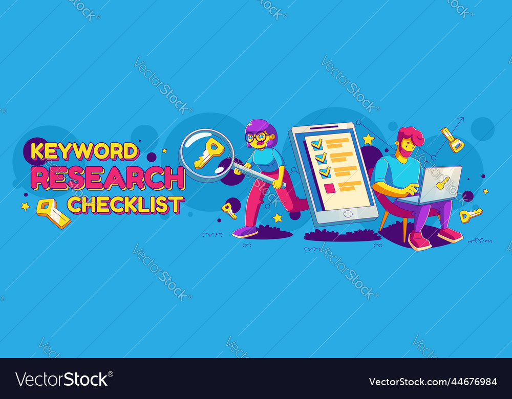 Keyword Research Checklist Engine Optimization Vector Image