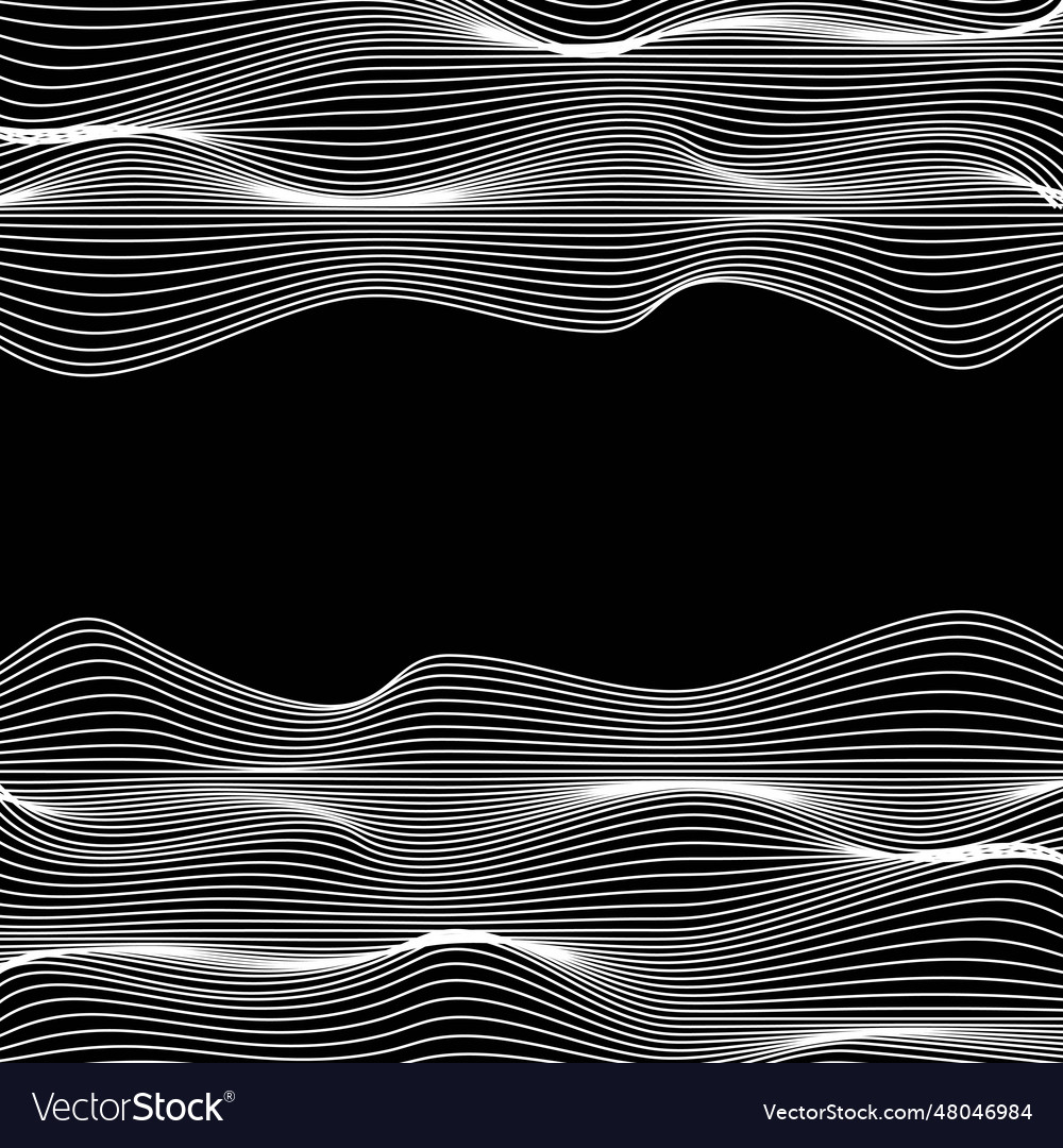 Linear abstract waves on dark background vector image Linear abstract waves on dark background