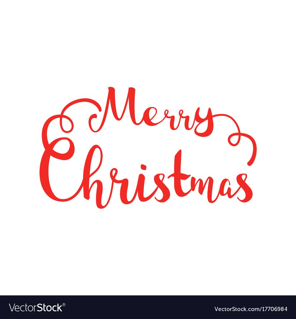 Merry christmas hand lettering isolated on white Vector Image