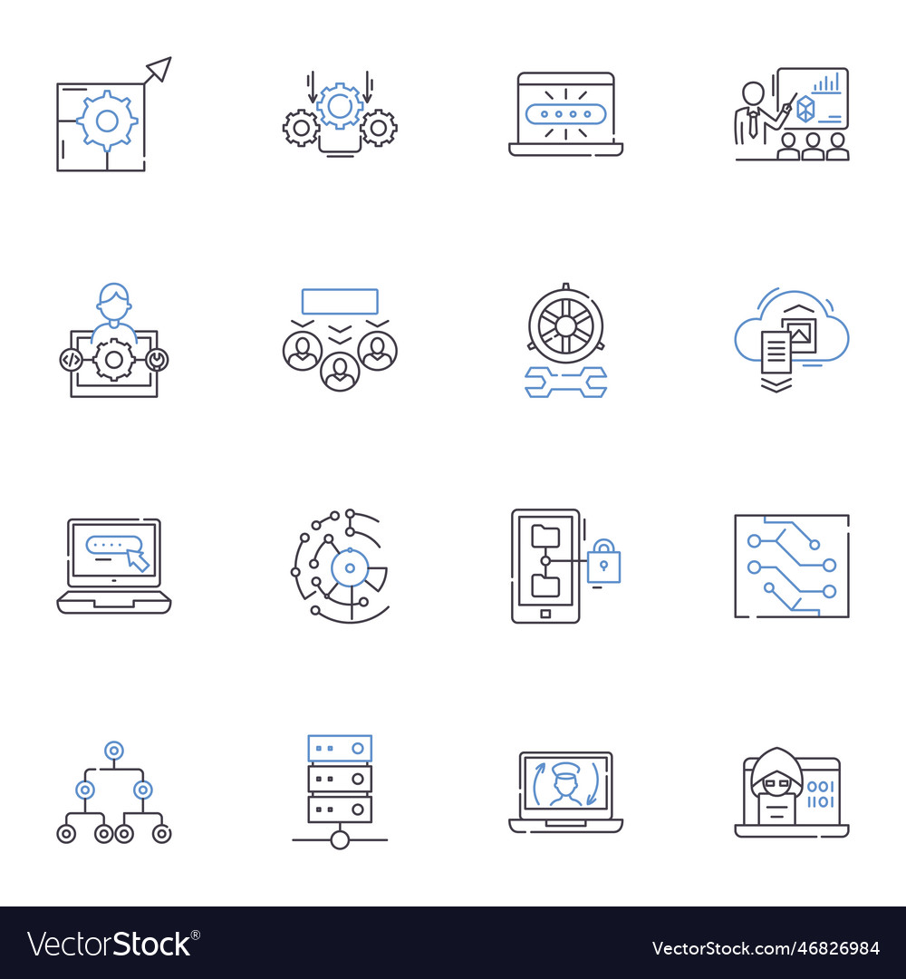 Mobile icons line collection navigation vector image Mobile icons line collection navigation