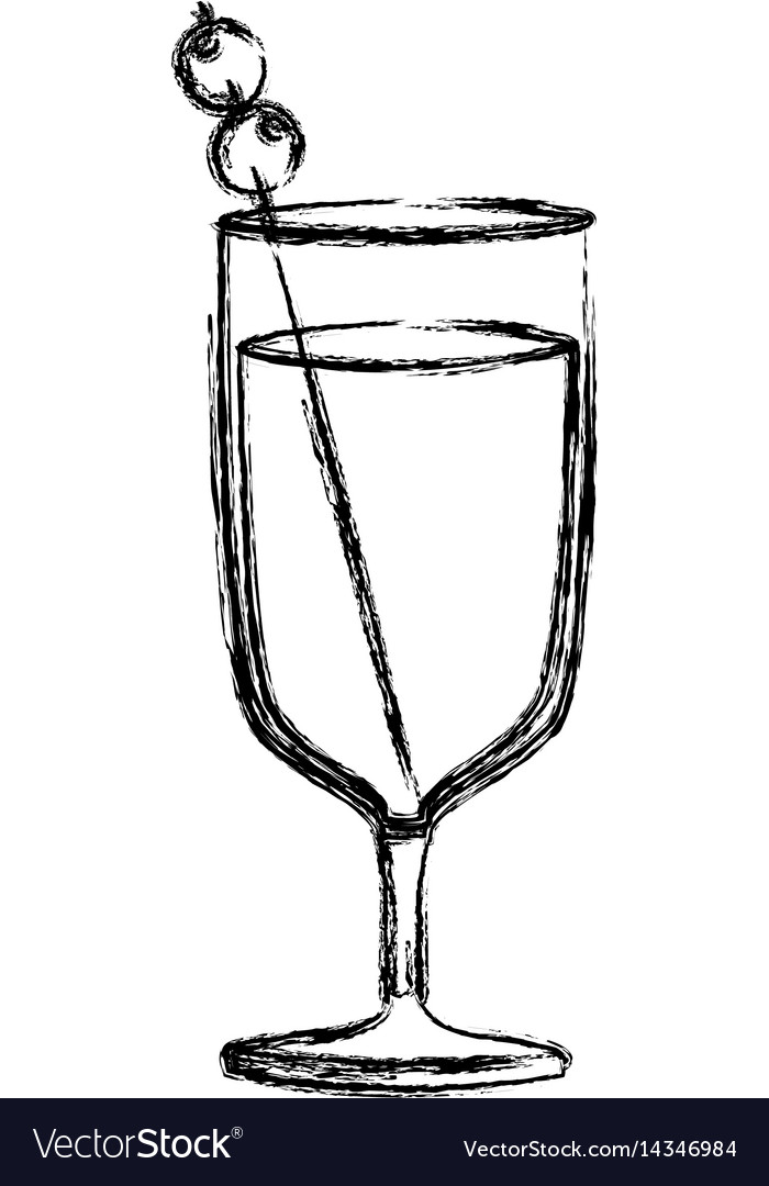 Monochrome sketch silhouette of glass cup cocktail