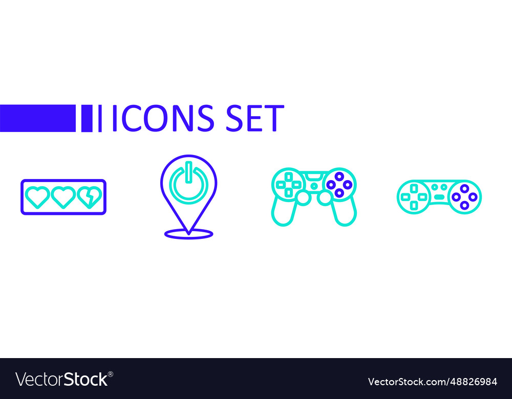 Set line game controller or joystick power button vector image Set line game controller or joystick power button