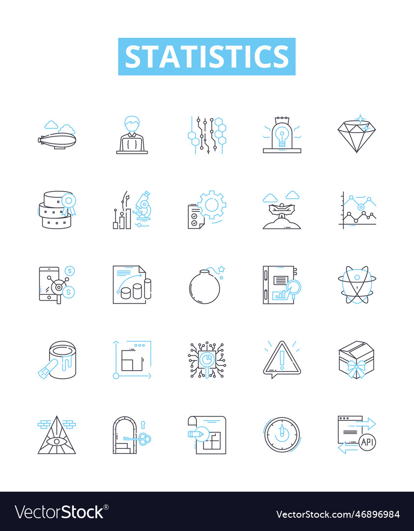 Statistics line icons set statistic vector image Statistics line icons set statistic