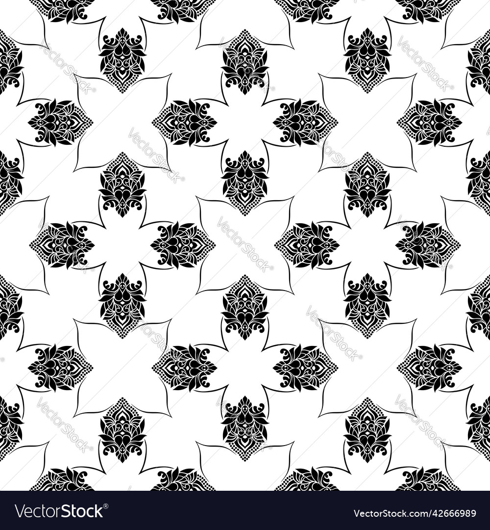 Black seamless pattern with elements