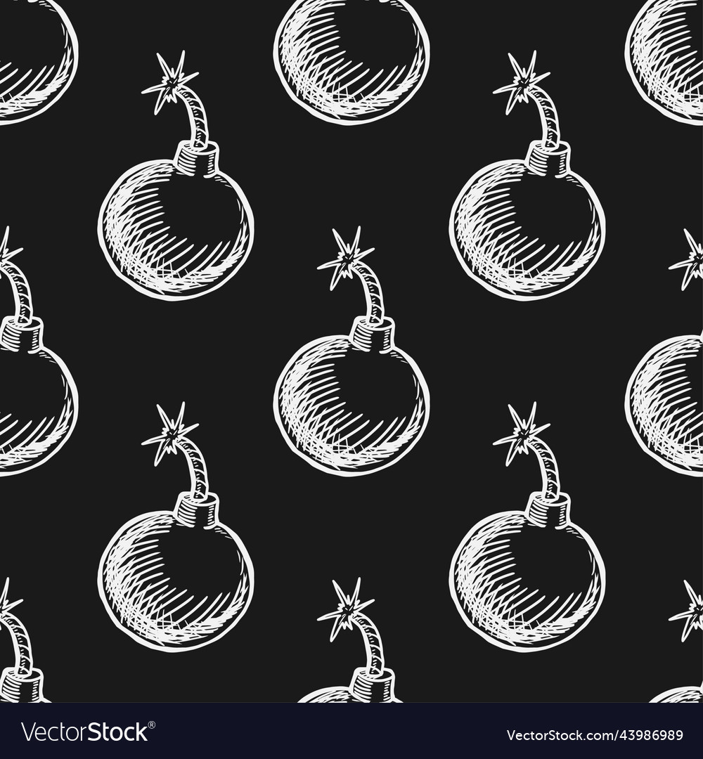 Bomb seamless pattern for print or web design vector image Bomb seamless pattern for print or web design
