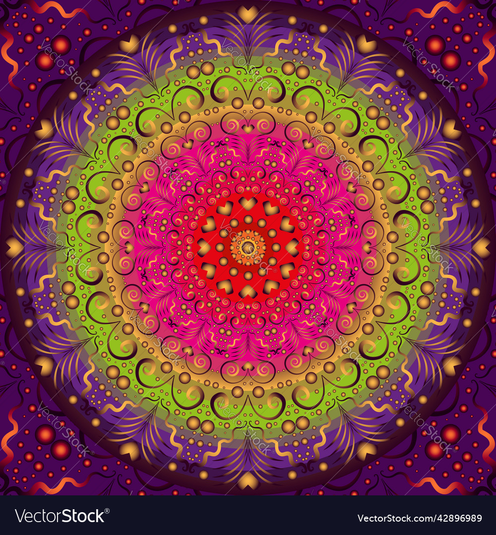 Bright circular golden and colorful pattern vector image Bright circular golden and colorful pattern