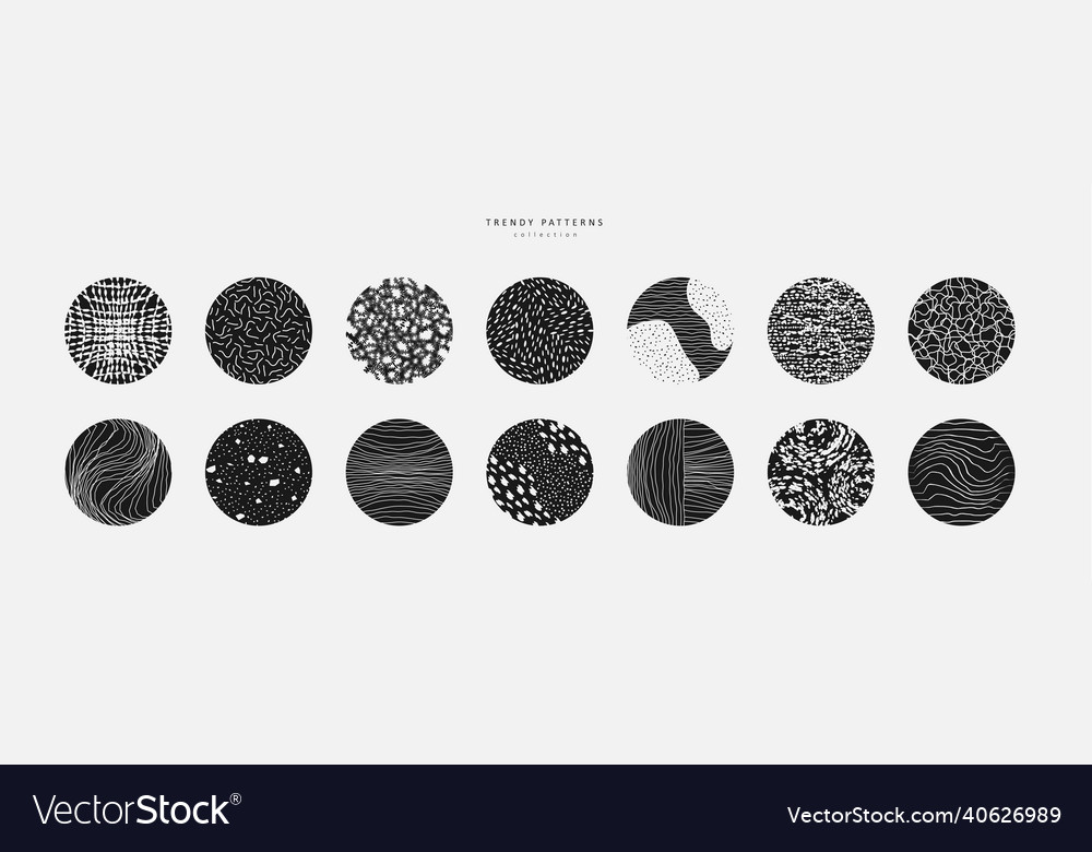 Collection of round abstract hand drawn