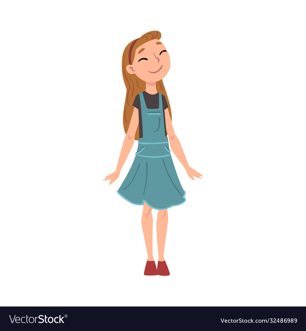 Cute smiling girl wearing casual clothes cartoon Vector Image