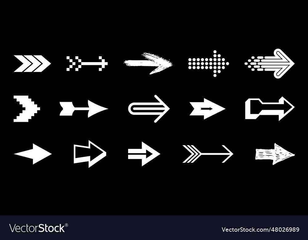 Diverse arrow cursors set different shapes styles Vector Image