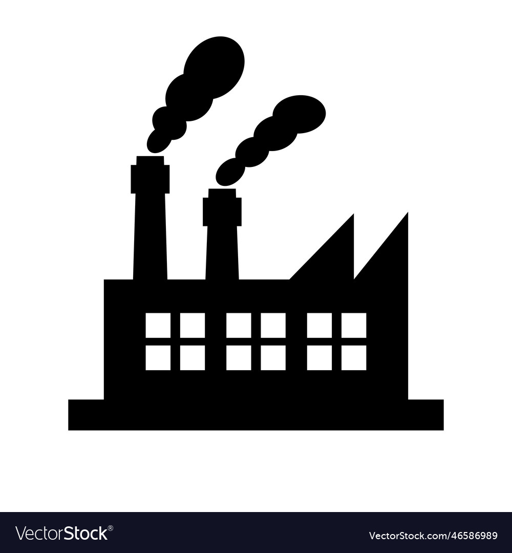 Factory and emissions from smoke silhouette icon Vector Image