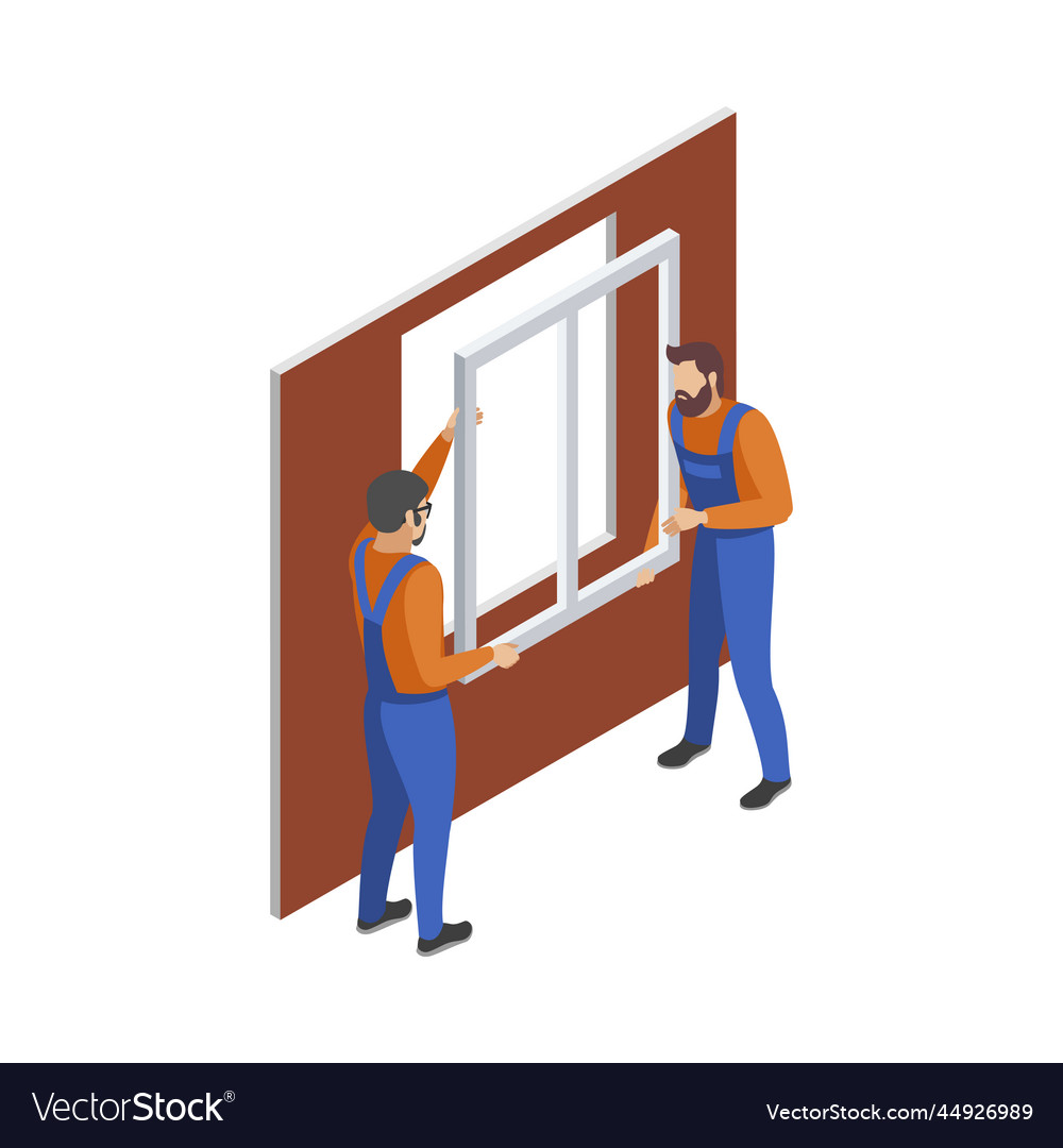 Installing new window composition Royalty Free Vector Image