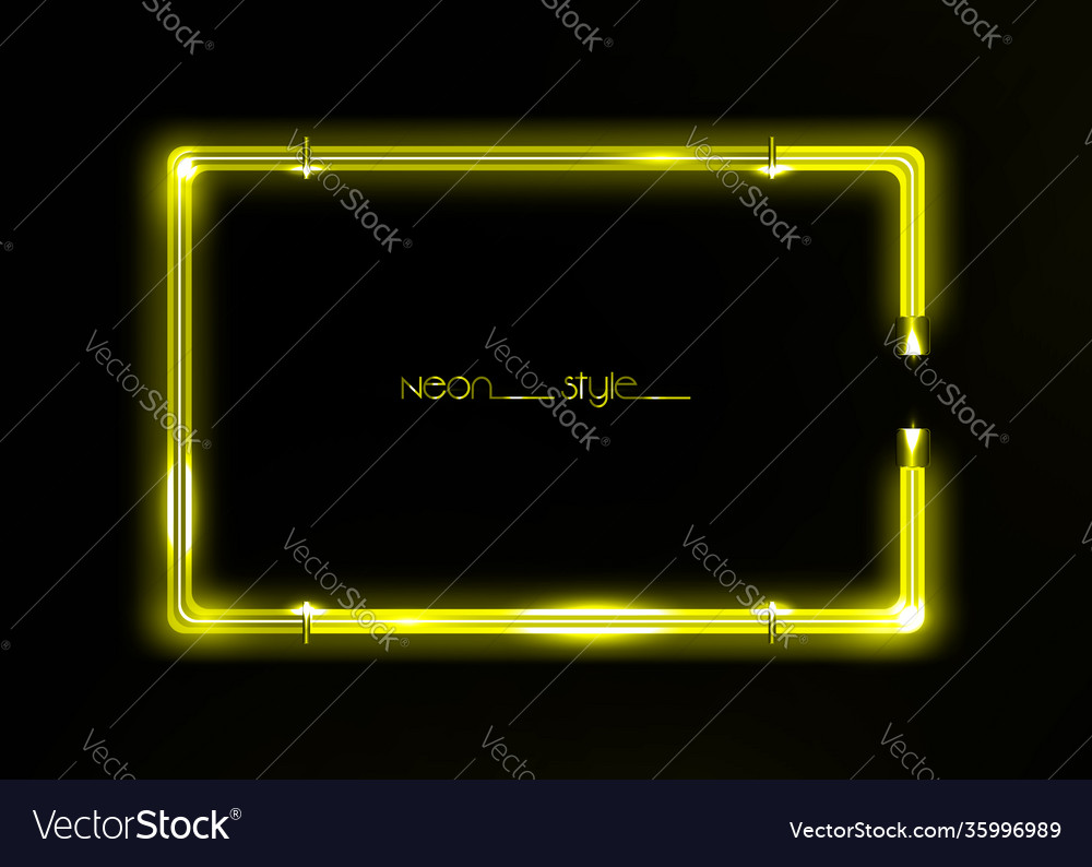 Neon frame background yellow color border sign